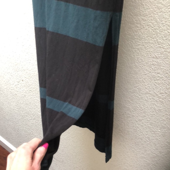 Anthropologie Bordeaux | Striped Black/Green Maxi skirt. - Picture 5 of 9
